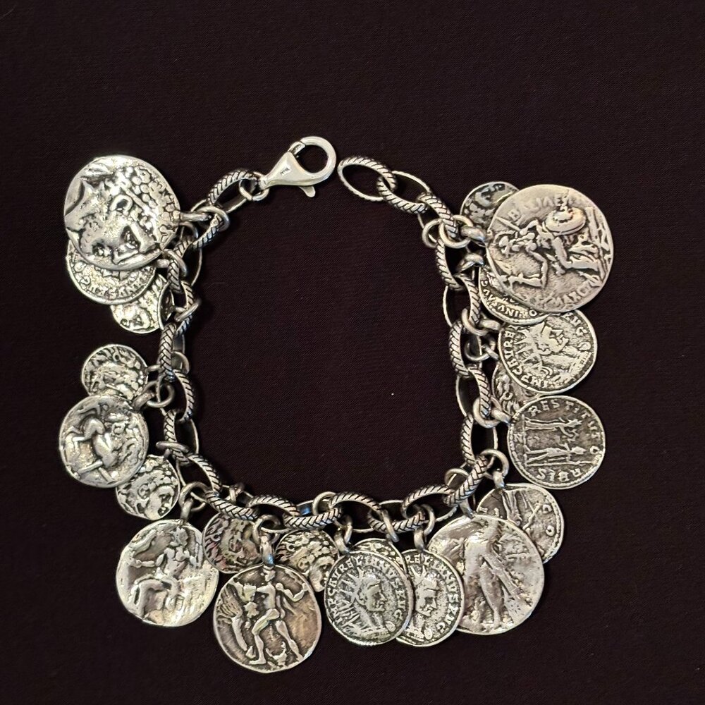 Retired Silpada Sterling oxidized Silver Coin Bracelet